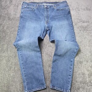Levis 502 Jeans Mens 44x32 (Actual 42x30) Medium Wash Fade Tapered Stretch Denim